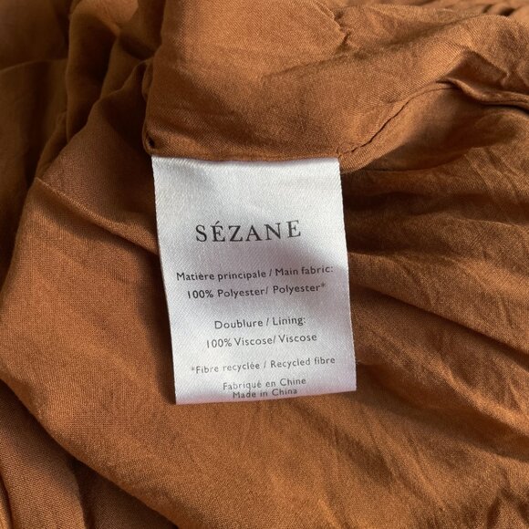 Sezane Nella Polka Dot Pleated Midi Dress 36 Brown White Tie Straps Chic - Picture 7 of 9